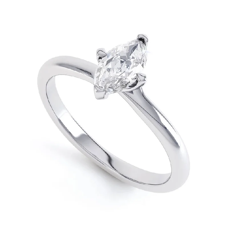 1.0 CT Marquise Shaped Moissanite Solitaire Engagement Ring