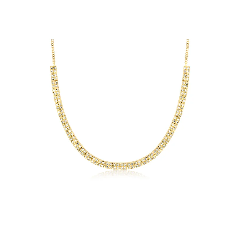 Diamond Double Row Segment Necklace