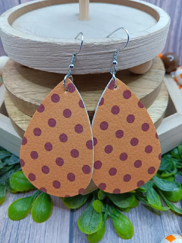 Orange w/ Red Polka Dot Earrings