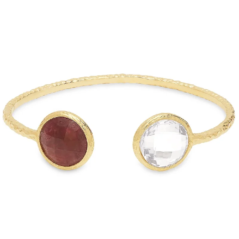 Dolce Giavonna Gold Over Sterling Silver Gemstone Open Bangle