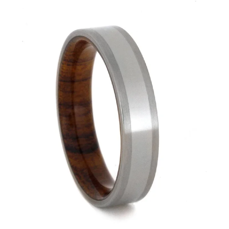 Titanium Wedding Band with Ironwood Sleeve