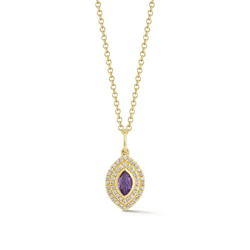 Diamond & Marquise Amethyst Gem Necklace