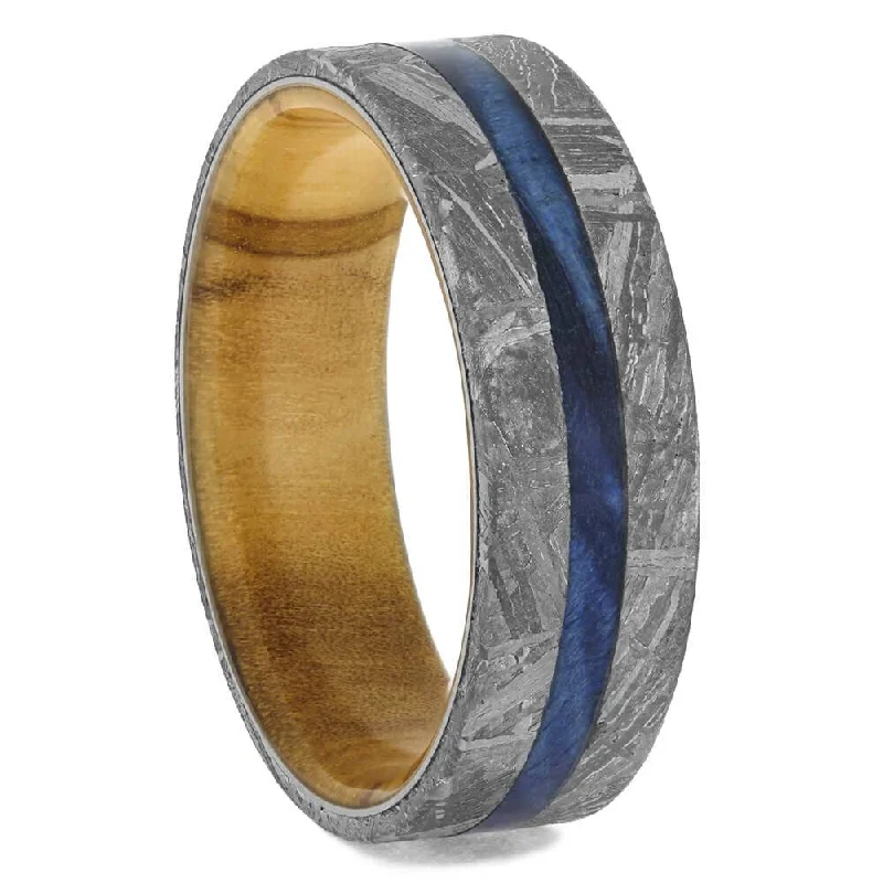 Plus Size Meteorite Wedding Band with Wood