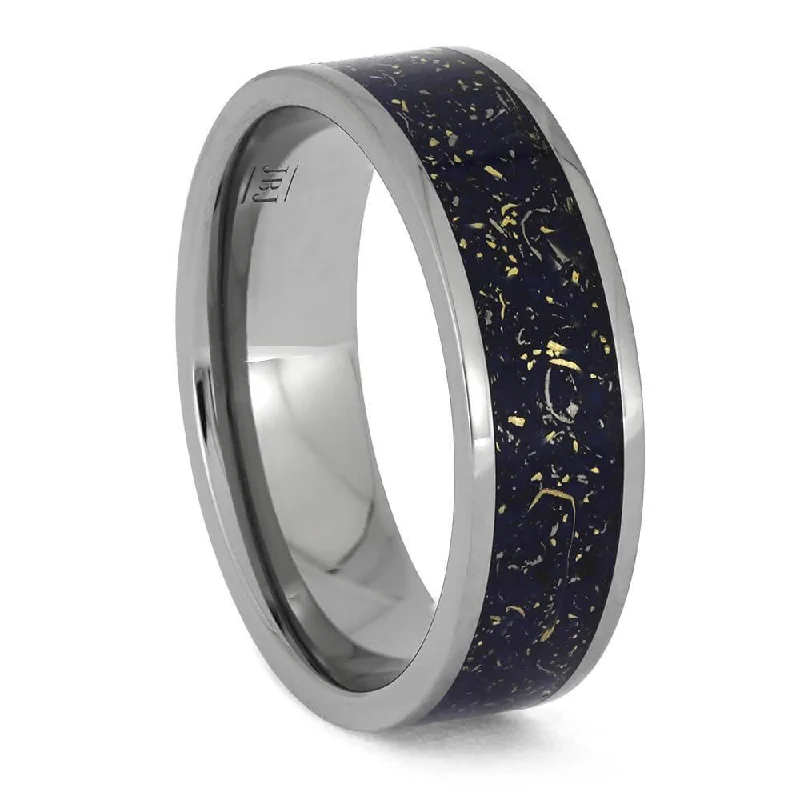 Gold-Flecked Blue Stardust™ Ring in Titanium