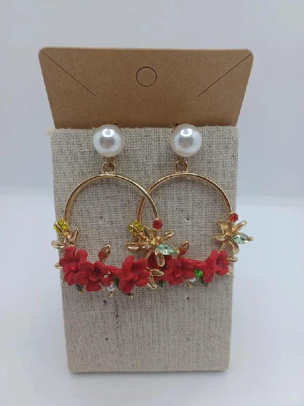 Red Flower Earrings