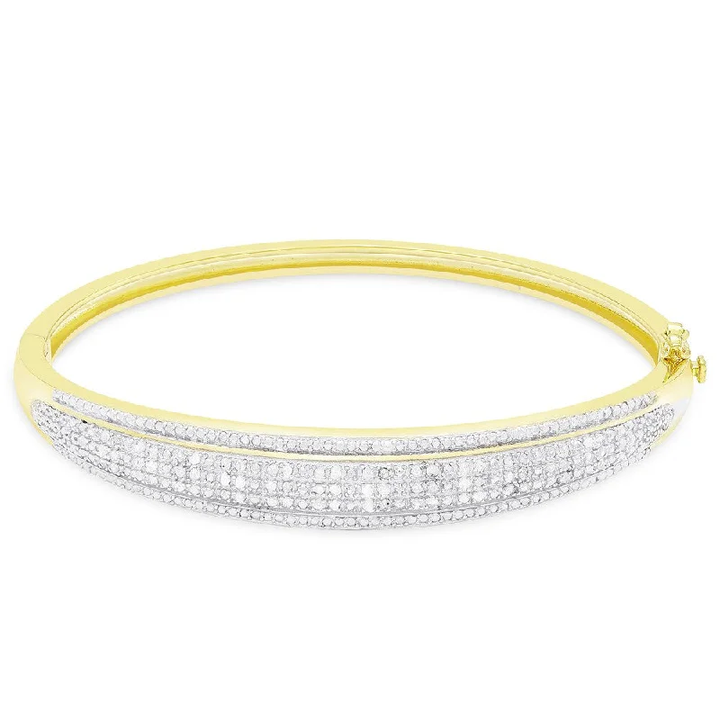 Finesque Gold or Silver Overlay 1/2 ct TDW Diamond Bangle