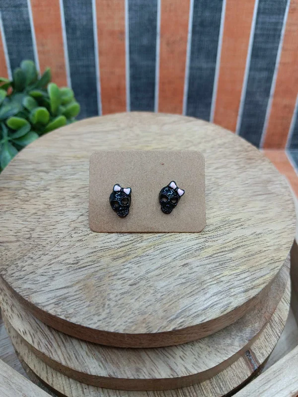 Black Skeleton w/ Bow Earrings