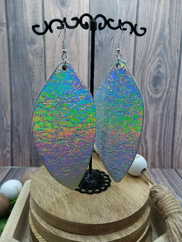 Iridescent Leather Style Earrings