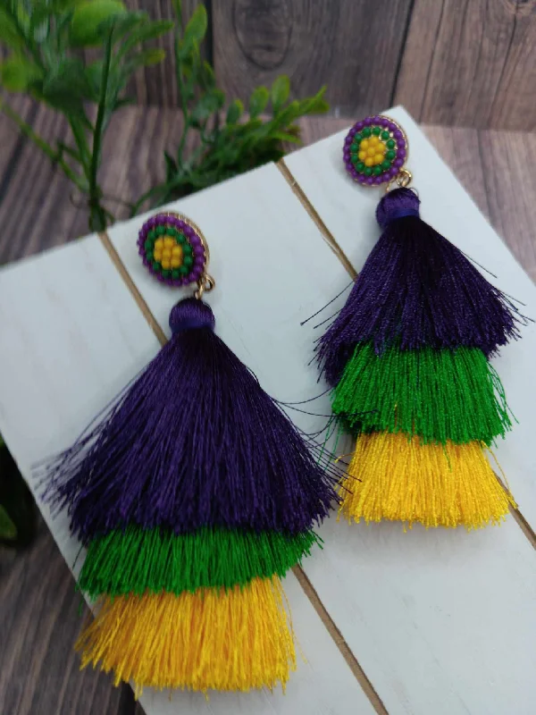 Mardi Gras Beaded & Tassel Style Earrings