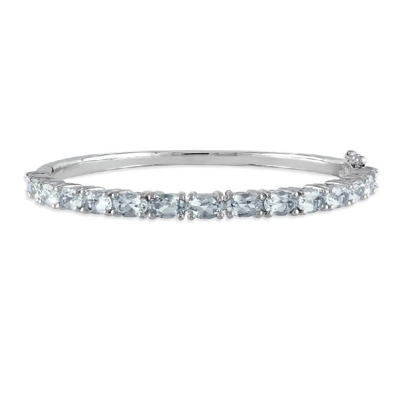 Miadora Sterling Silver 6-1/3ct TGW Aquamarine Semi-Eternity Bangle