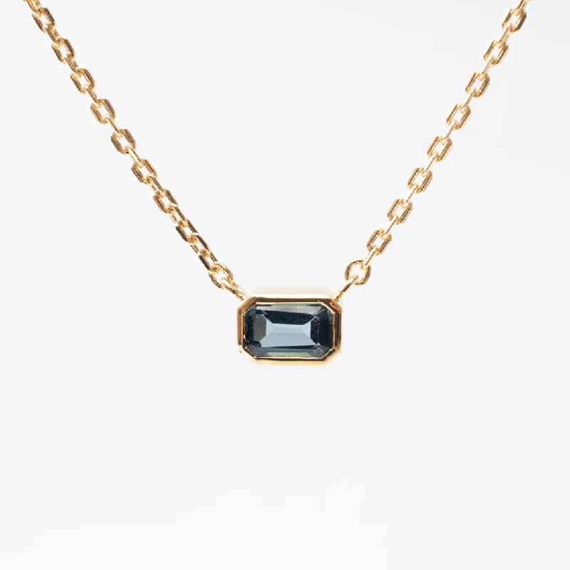 Gold Vermeil Octagon Shaped Blue Topaz Necklace