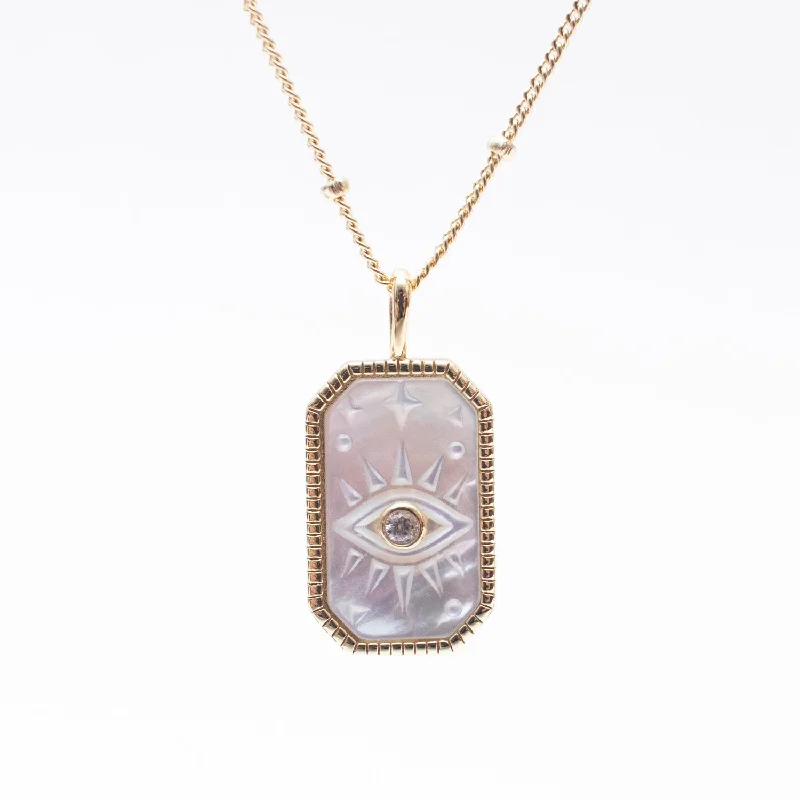 Gold Vermeil Evil Eye Mother of Pearl Necklace