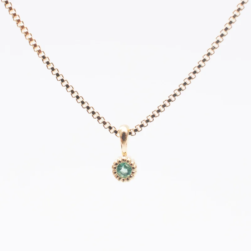 Gold Vermeil Tiny Milgrain Edge Emerald Necklace