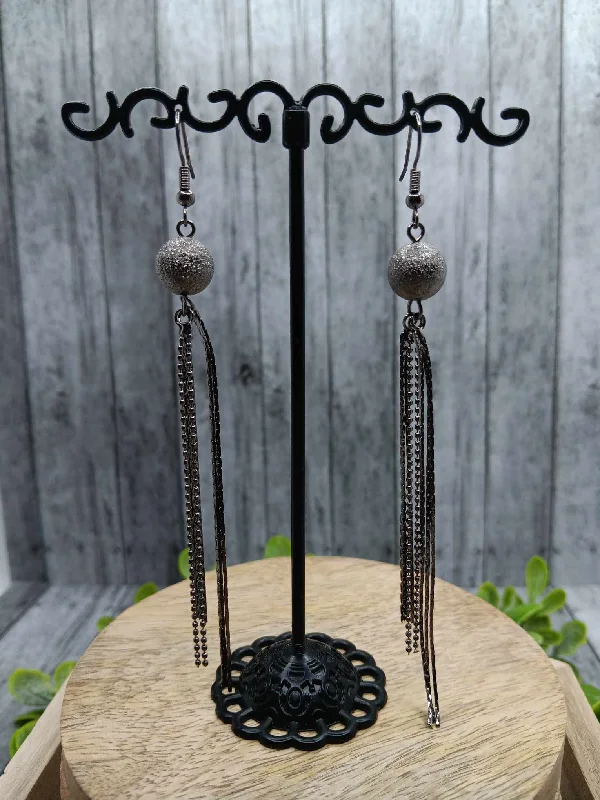 Gunmetal Tassel Earrings