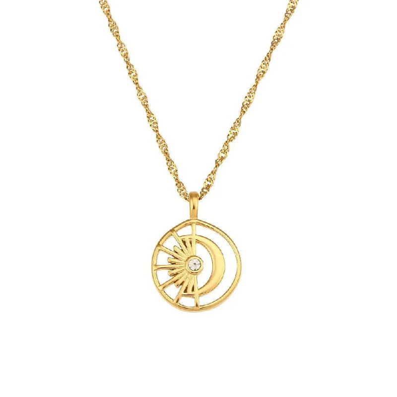 Trendy Moon Pendant Necklace with Water-Wave Chain – Perfect for Parties