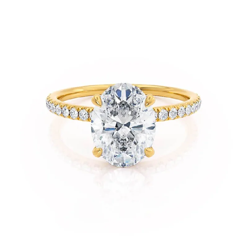 1.50 CT Oval Shaped Moissanite Hidden Halo Style Engagement Ring