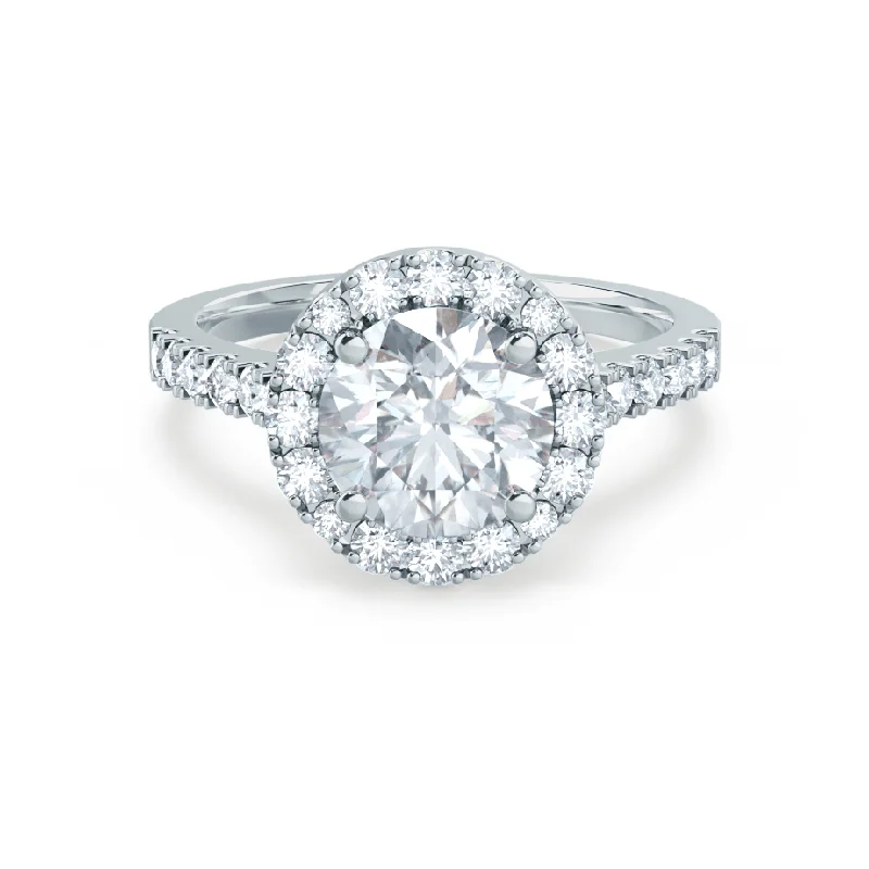 1.0 CT Round Shaped Moissanite Halo Style Engagement Ring