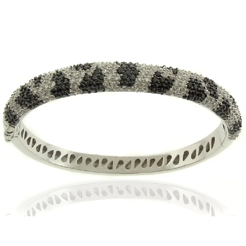 Dolce Giavonna Silverplated Cubic Zirconia Python Print Bangle