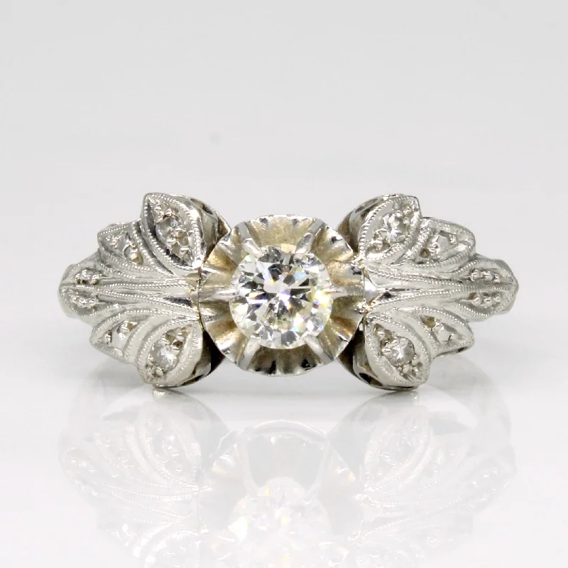 Platinum Leaf Design Diamond Ring | 0.31ctw | SZ 6.5 |