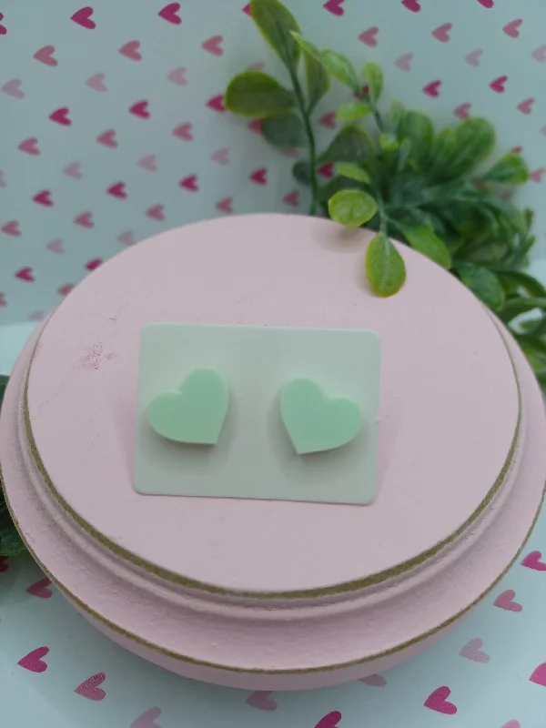 Pastel Mint Heart Earrings