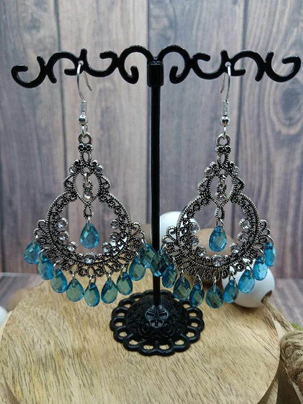 Blue Dangle Style Earrings