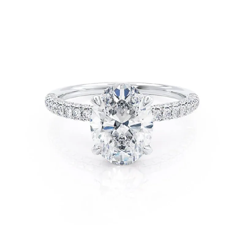 1.50 CT Oval Shaped Moissanite Hidden Halo Style Engagement Ring