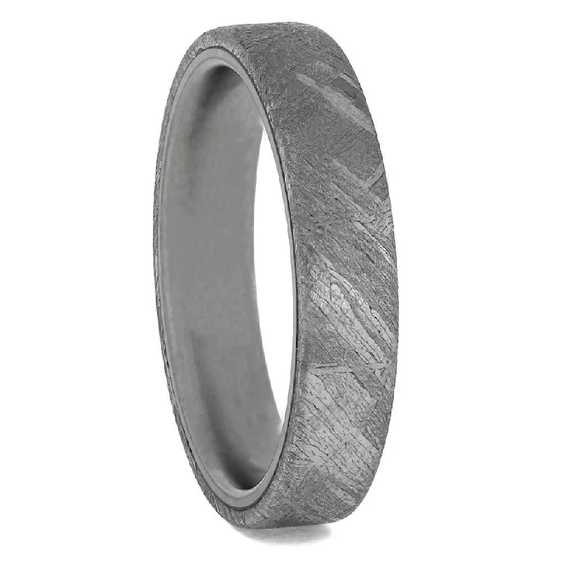 Matte Titanium & Meteorite Wedding Band