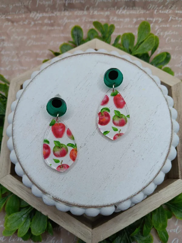 Acrylic Apple Print Earrings