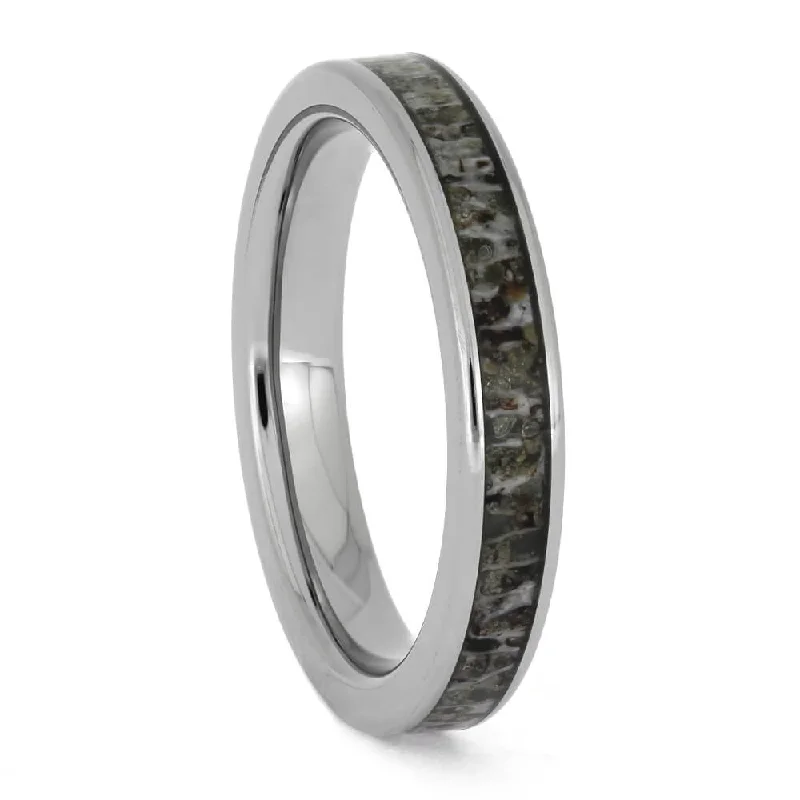 Women's Wedding Band with Deer Antler Inlay