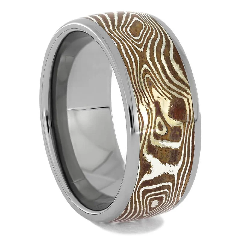 Men's Patinaed Copper Silver Mokume Gane Ring