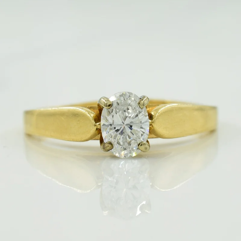 Solitaire Oval Cut Diamond Ring | 0.48ct | SZ 7.5 |