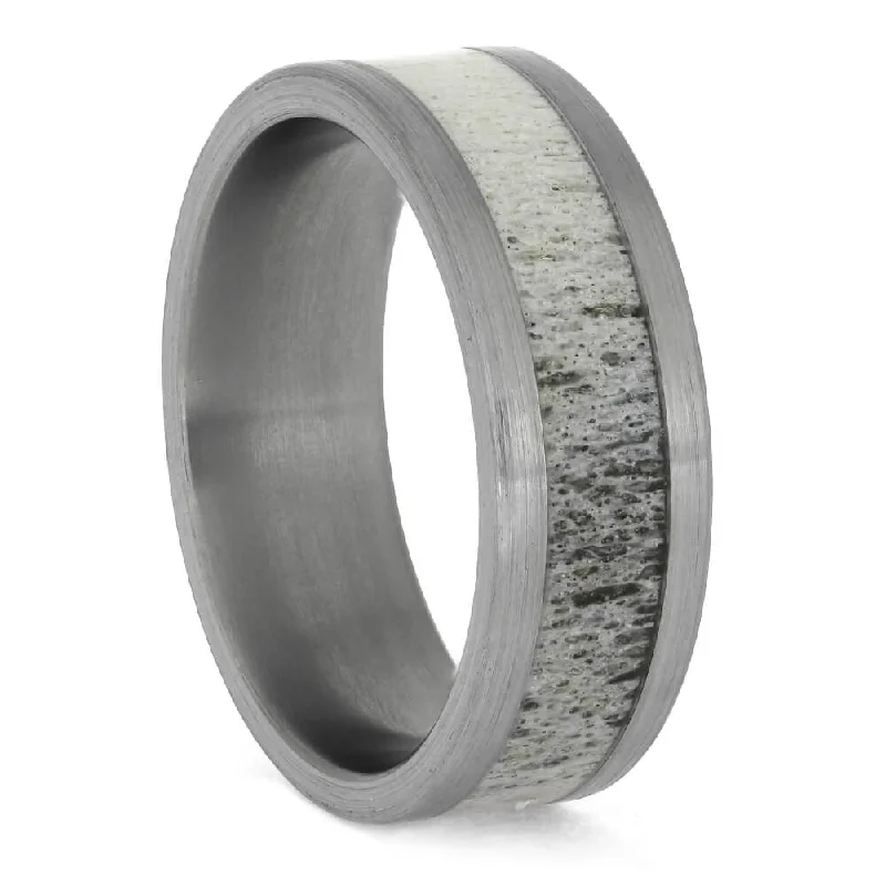 Deer Antler Ring in Brushed Titanium