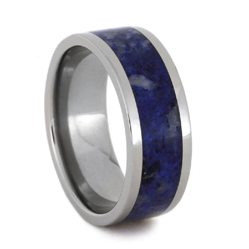 Lapis Lazuli Men's Wedding Band in Titanium