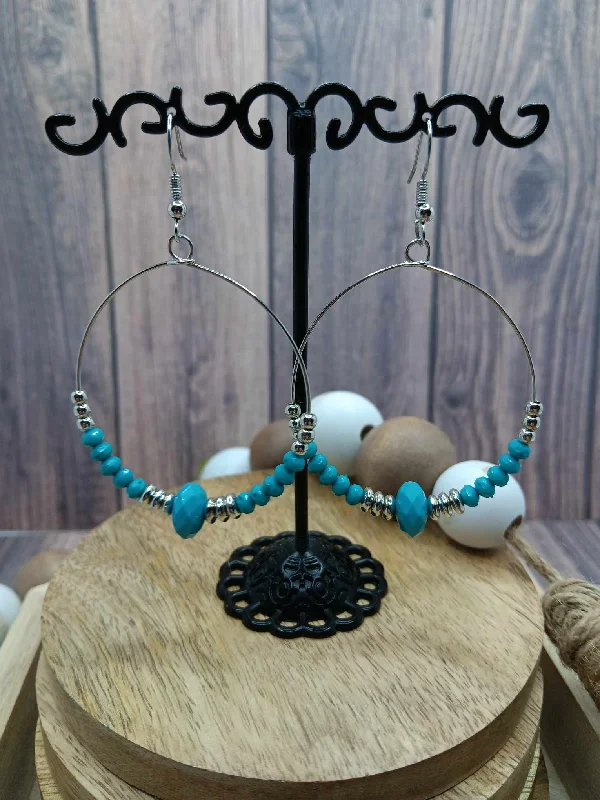 Light Blue & Silver Beaded Earrings