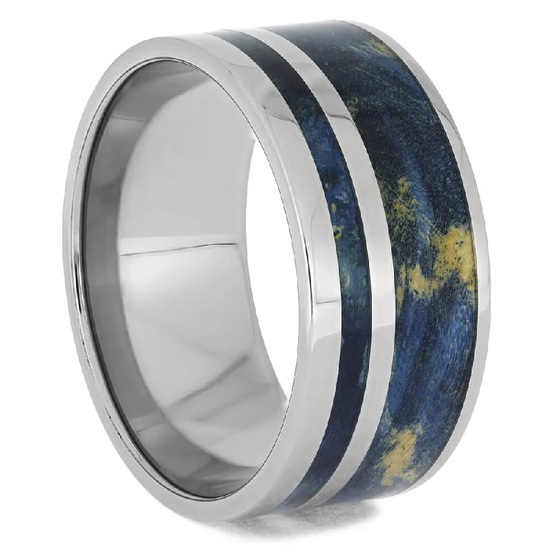 Plus Size Blue Wood Wedding Band