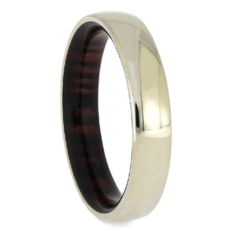 Solid Gold Wedding Band with Wooden Sleeve