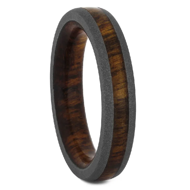 Narrow Rosewood Wedding Band with Titanium Edges