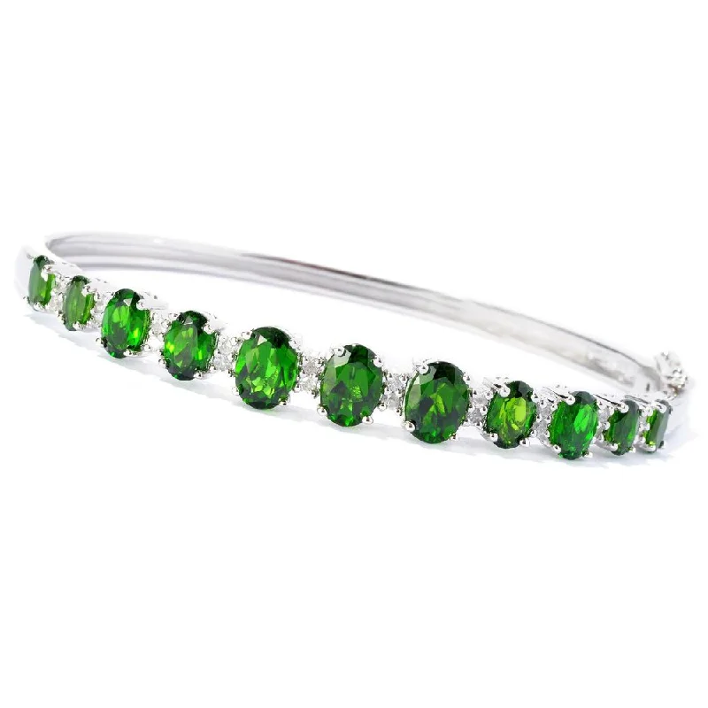 Platinum o/ Silver 6.05ctw Chrome Diopside Bangle