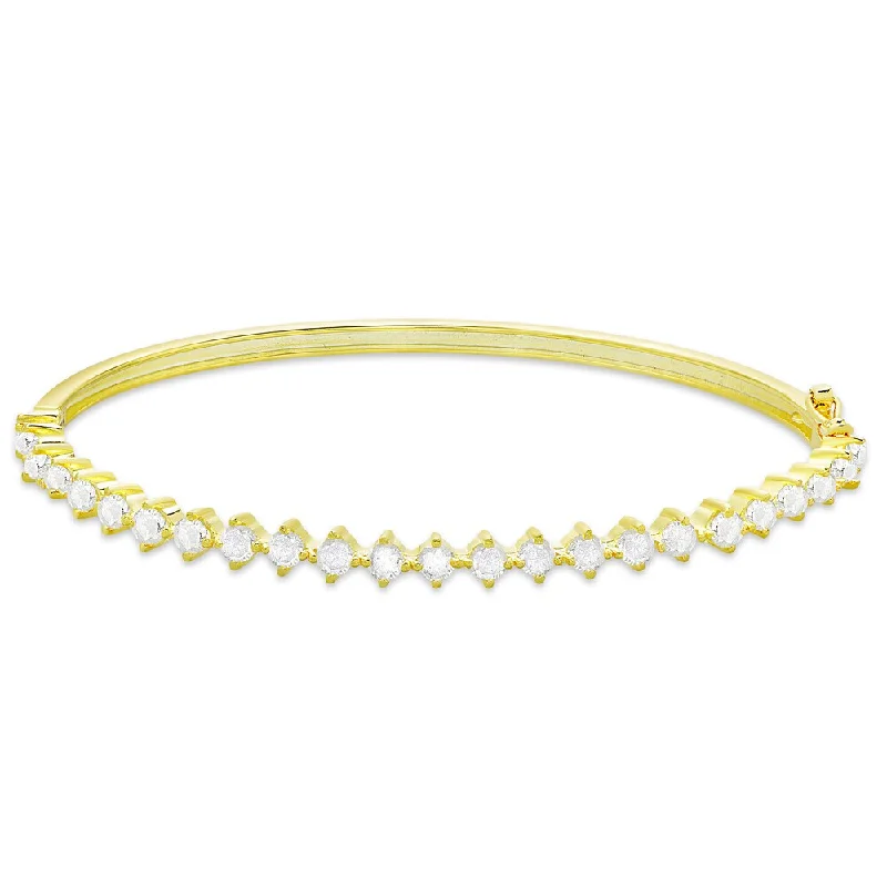 Finesque Gold Over Silver or Sterling Silver 2.4ct TDW Diamond Tennis Style Bangle