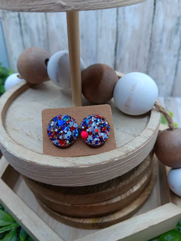 Red, White, Blue Glitter Earrings