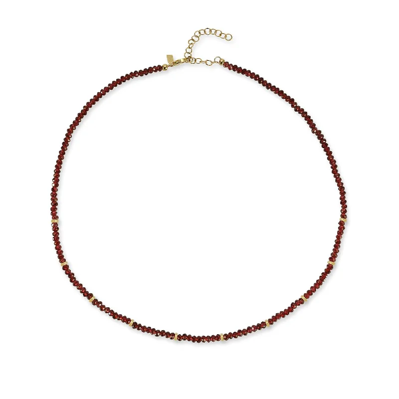 Birthstone Bead Necklace In Garnet