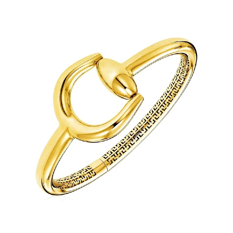 14k Yellow Gold Polished Equestrian Motif Bangle