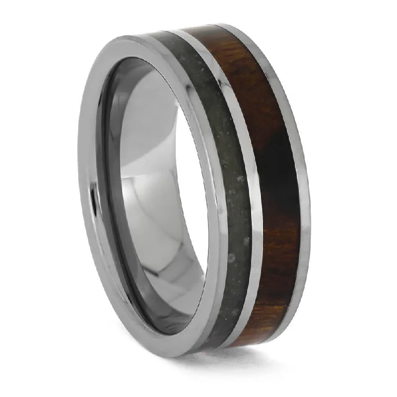 Tungsten Ring with Ironwood and Obsidian