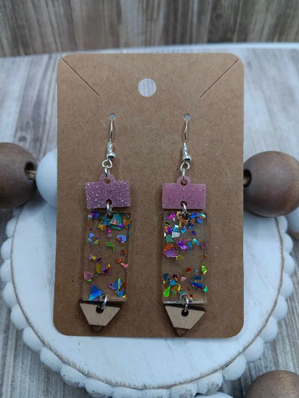 Multicolored Acrylic Pencil Earrings