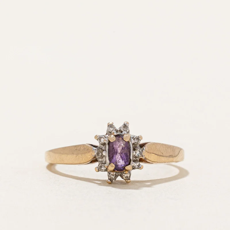 10k Yellow Gold Pink Quartz and Diamond Ring | 0.175ct, 0.05ctw | SZ 7