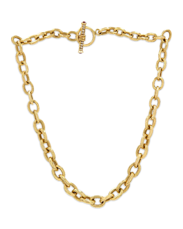 Gold, Ruby and Diamond Link Necklace