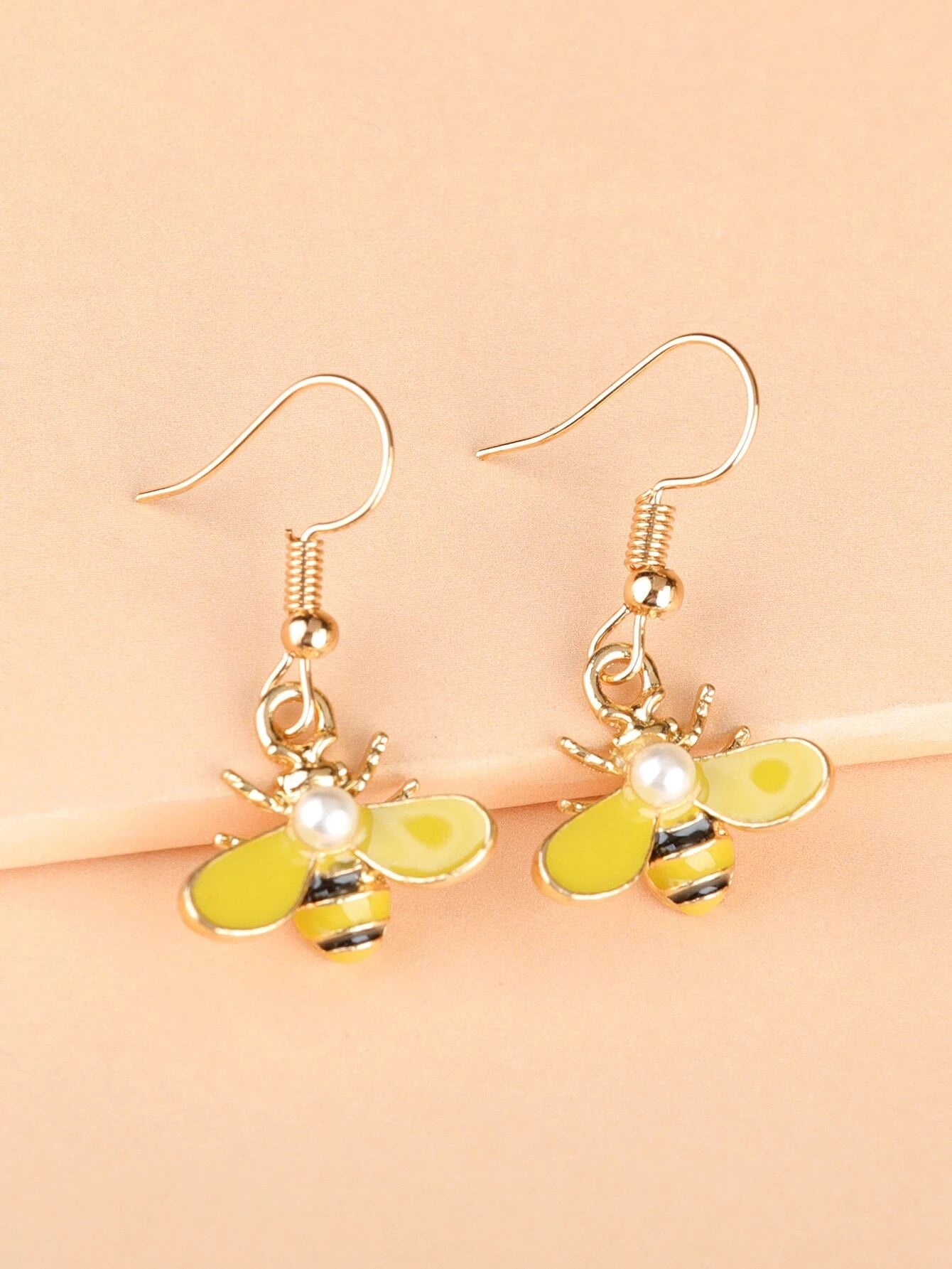 Bee Earrings with Pearl Detail