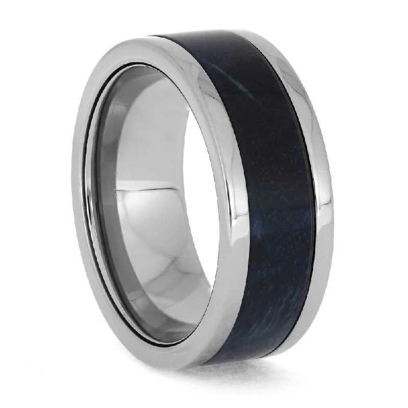 Interchangeable Blue Box Elder Wood Wedding Band