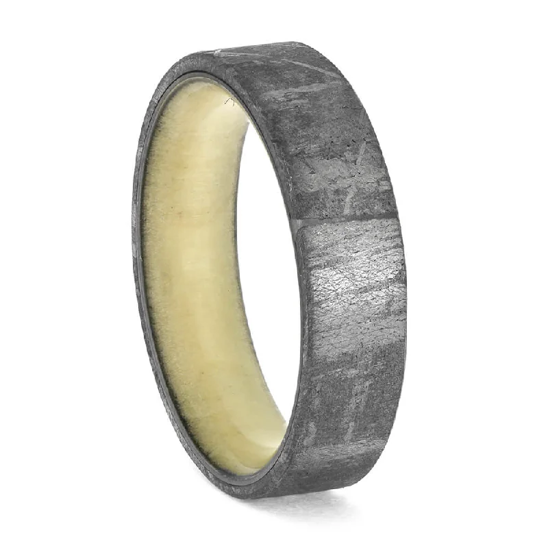 Perfect Meteorite Ring with White Wood Sleeve