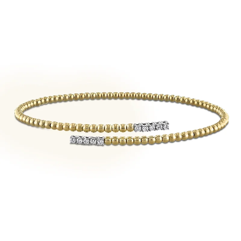 Miadora 1/5ct TW Diamond Bangle in 14k Two-Tone Yellow and White Gold